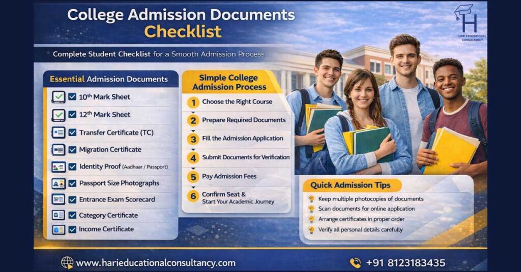 college admission documents checklist